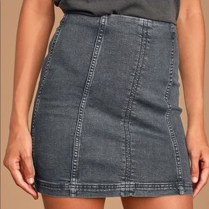 Free People Modern Femme Dark Blue Denim Skirt